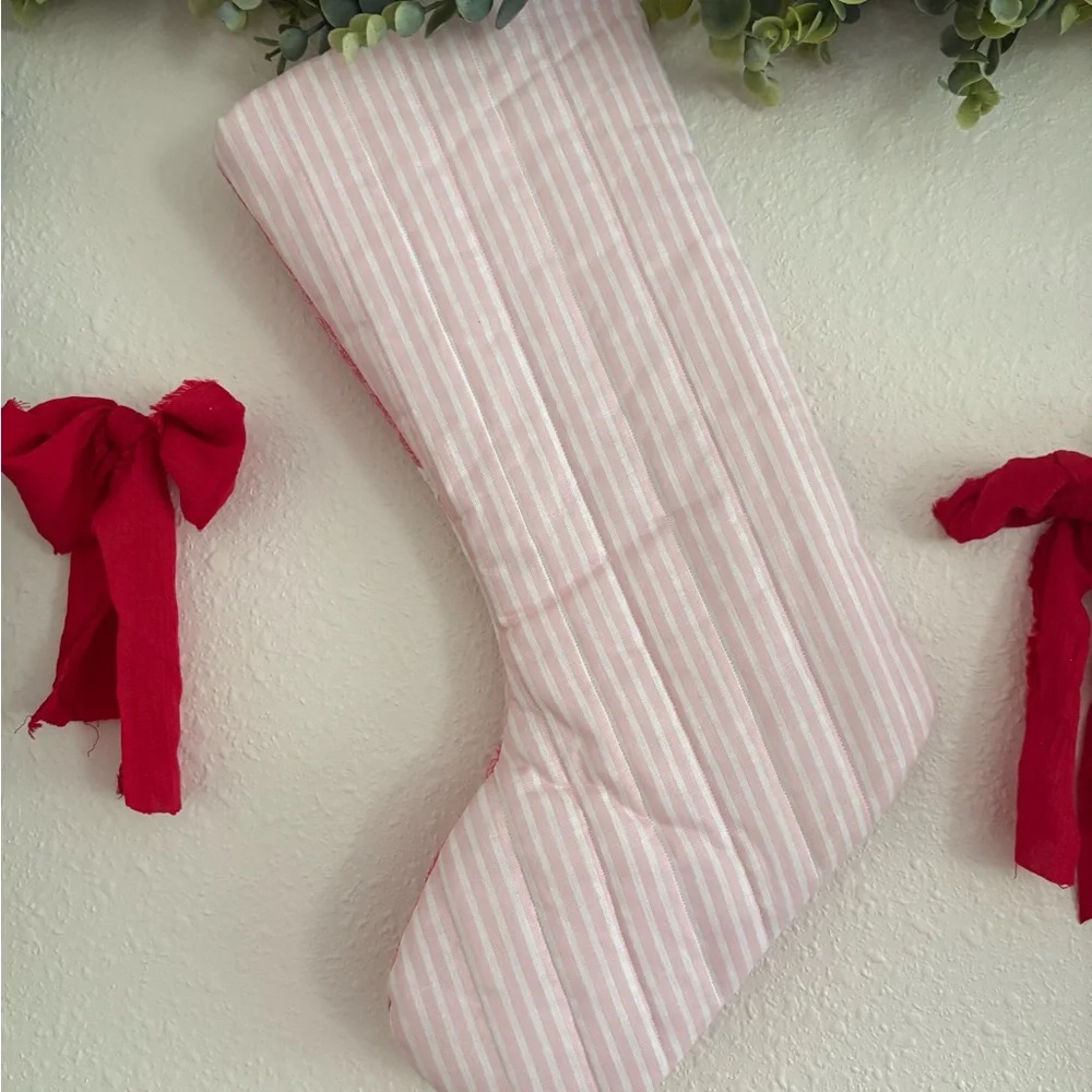 Pink Quilted Holiday Stocking